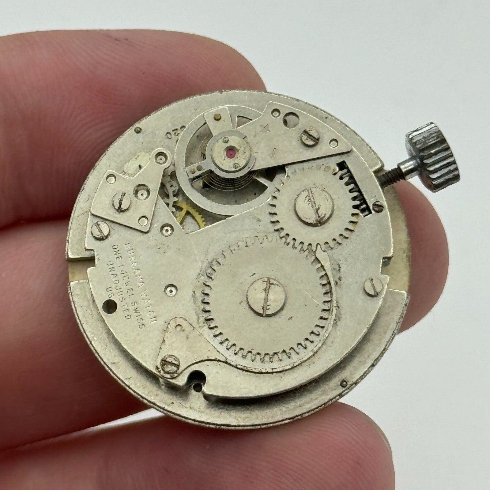 31.2mm Lucerne Burgana D320 Earth Blue Dial Watch Movement Swiss Vintage PARTS