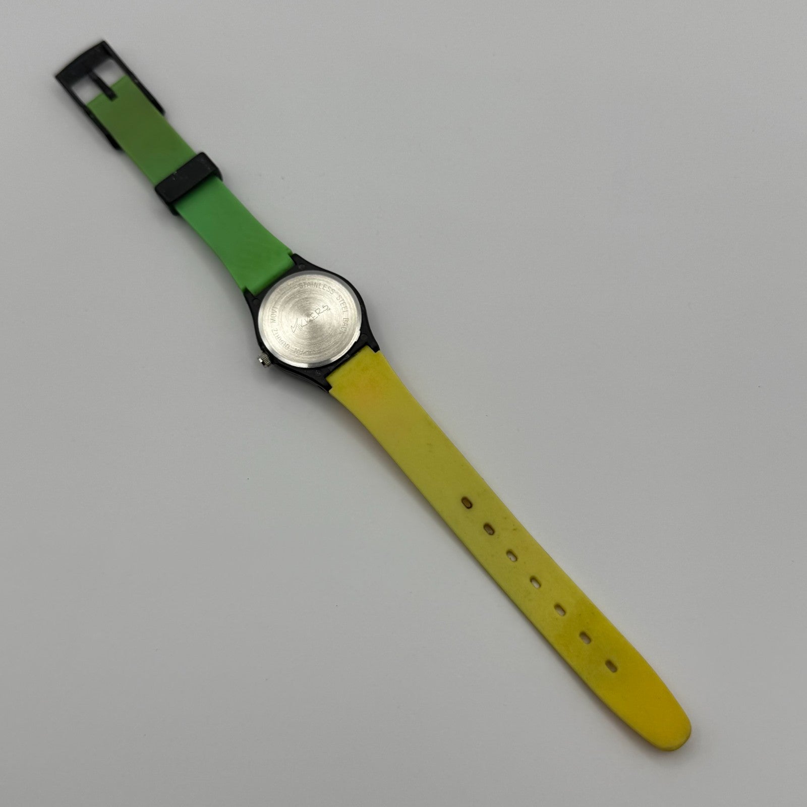 Tikkers Unisex Kids Quartz Watch Colorful Dial Green Yellow Strap Working 24mm