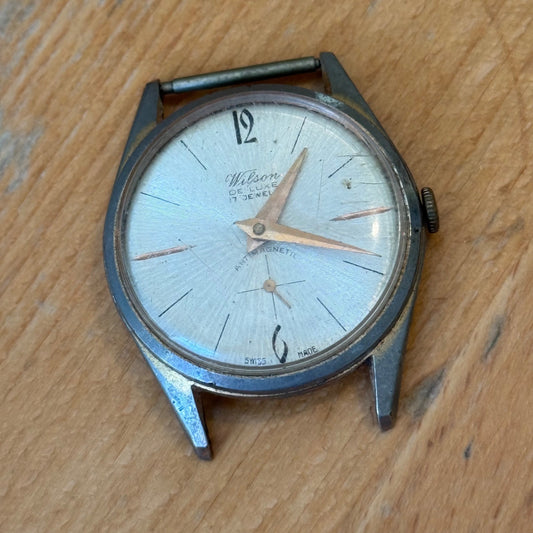 33mm Vintage Wilson De Luxe Brevete 314705 Manual Wind 17 Jewels Watch FOR PARTS