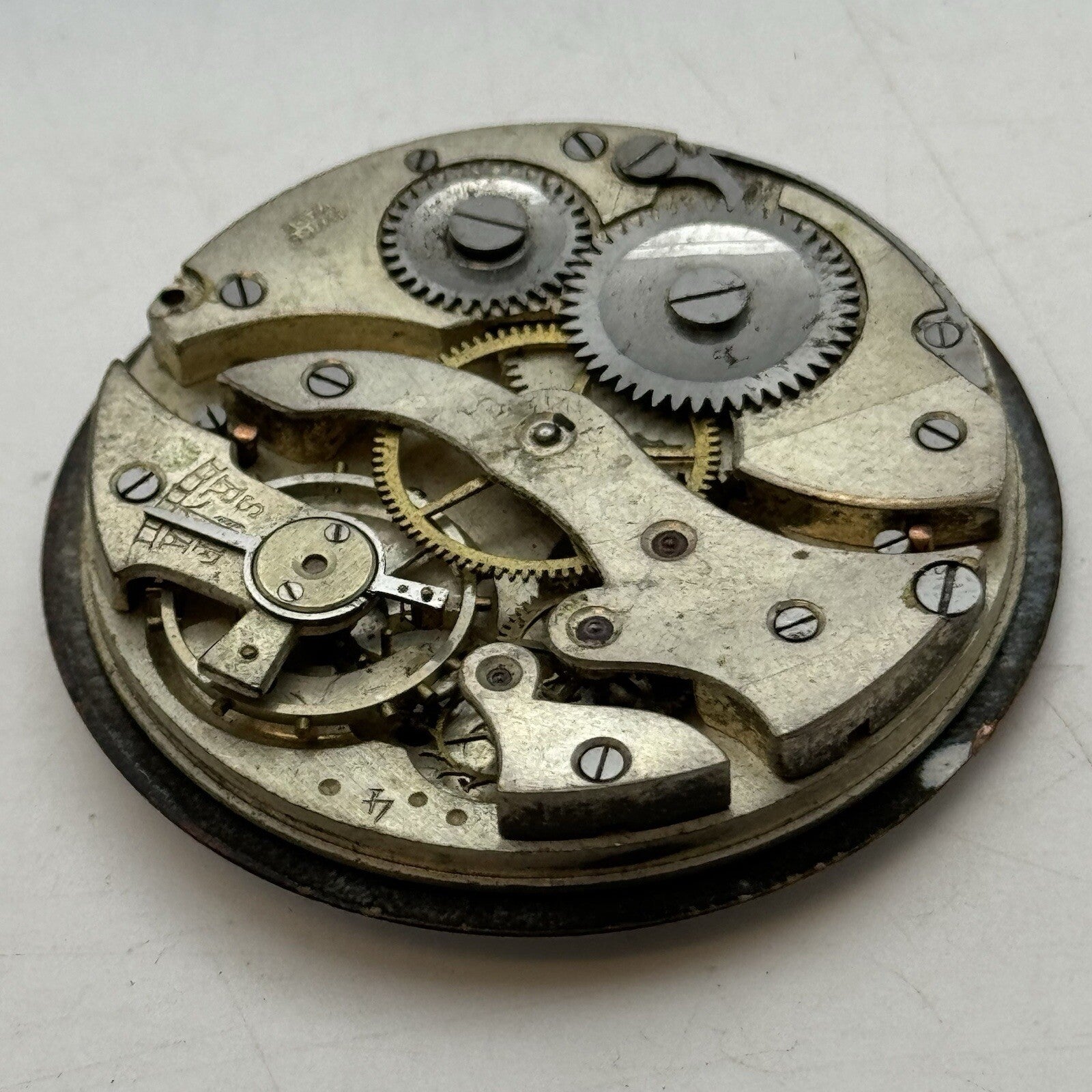 43.7mm Military Style Dial Top Wind Pocket Watch Movement FOR PARTS