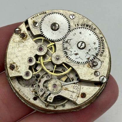 43.1mm Cyma Ref 998.a 15 Jewels Vintage Swiss Pocket Watch Movement PARTS SPARES