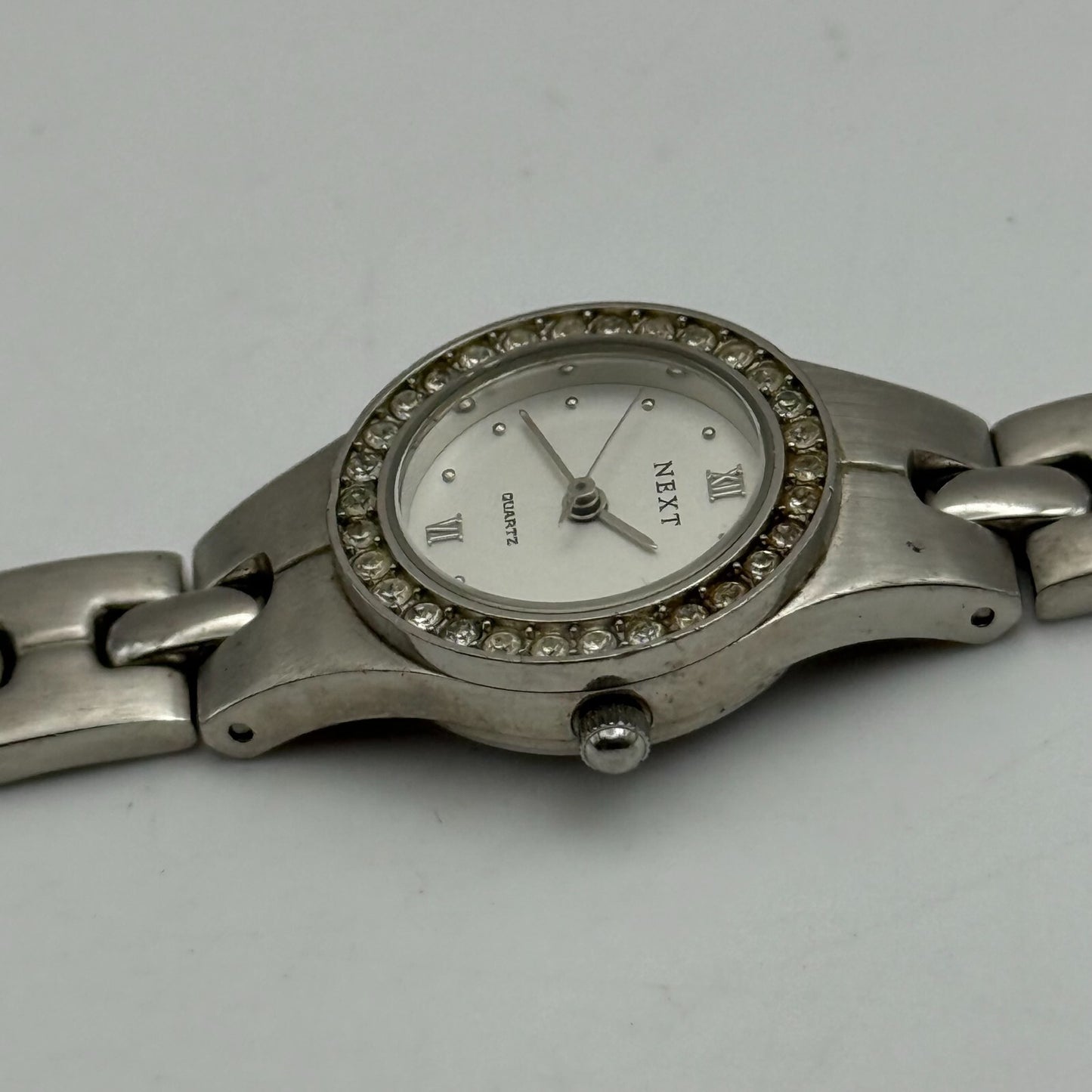 22mm Working Ladies Next M77459 Silver Tone Jewelled Quartz Watch 6 Inches