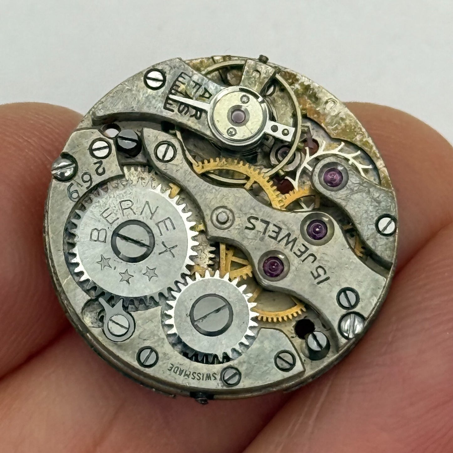22mm Vintage Bernex Maru 269 Swiss Made Manual Wind Watch Movement PARTS REPAIR
