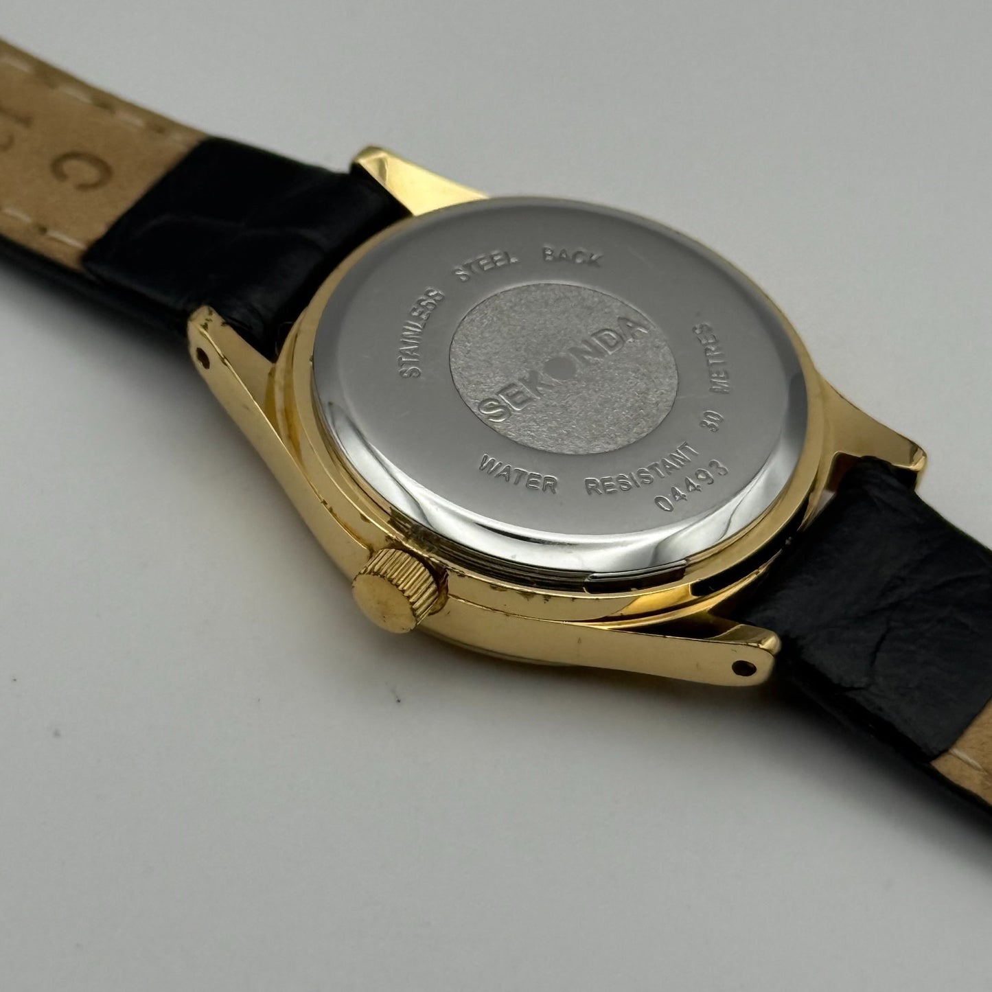 Sekonda Ladies Quartz Watch Gold Tone White Dial Leather Strap Working 25mm