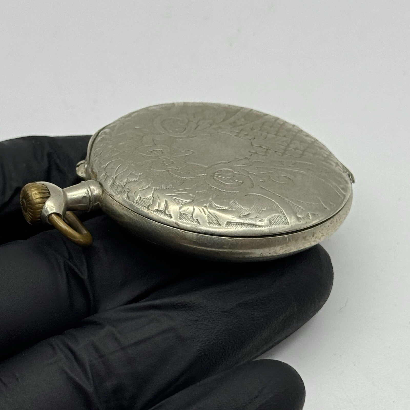 50mm Runs But Stops Antique Art Deco Case Pin Set Argentan Quality Pocket Watch