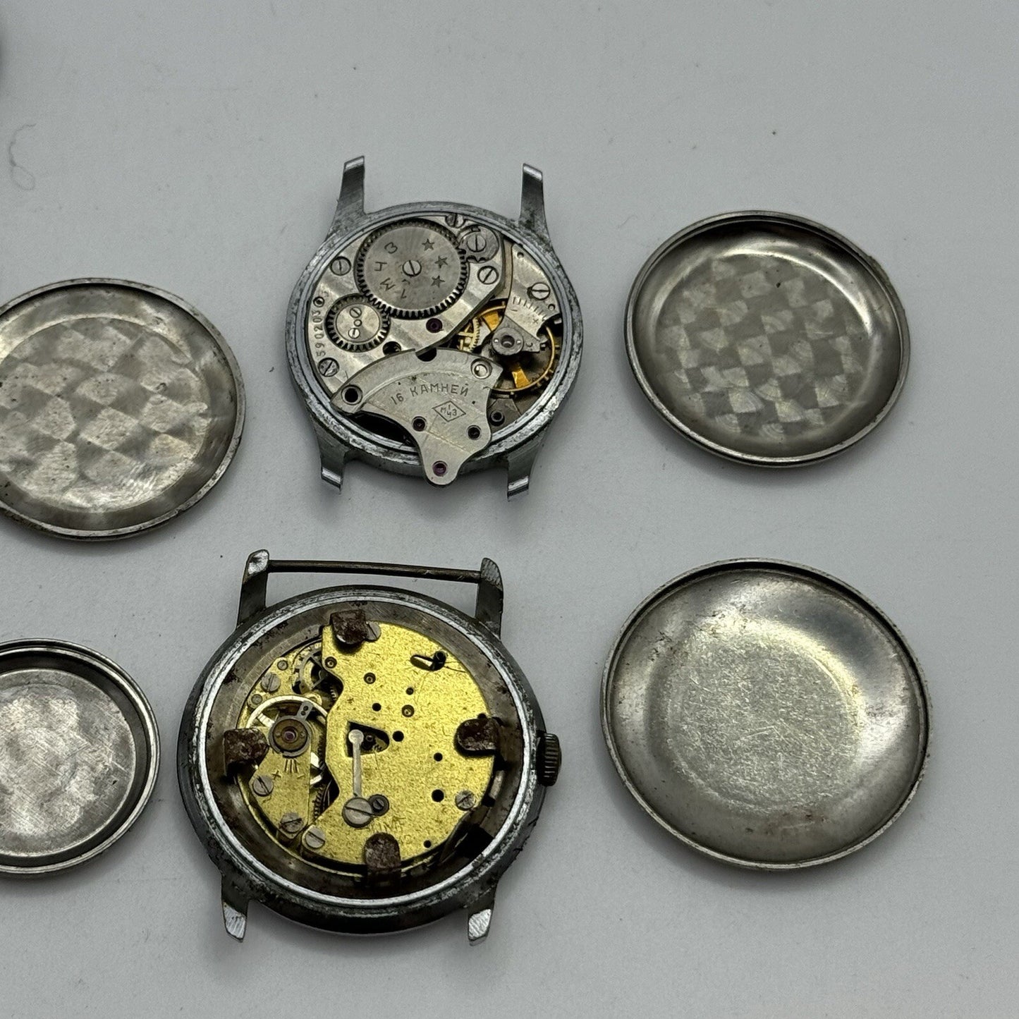 10 x Vintage Soviet Manual Wind Watch Heads For Parts Repair Job Lot Bundle