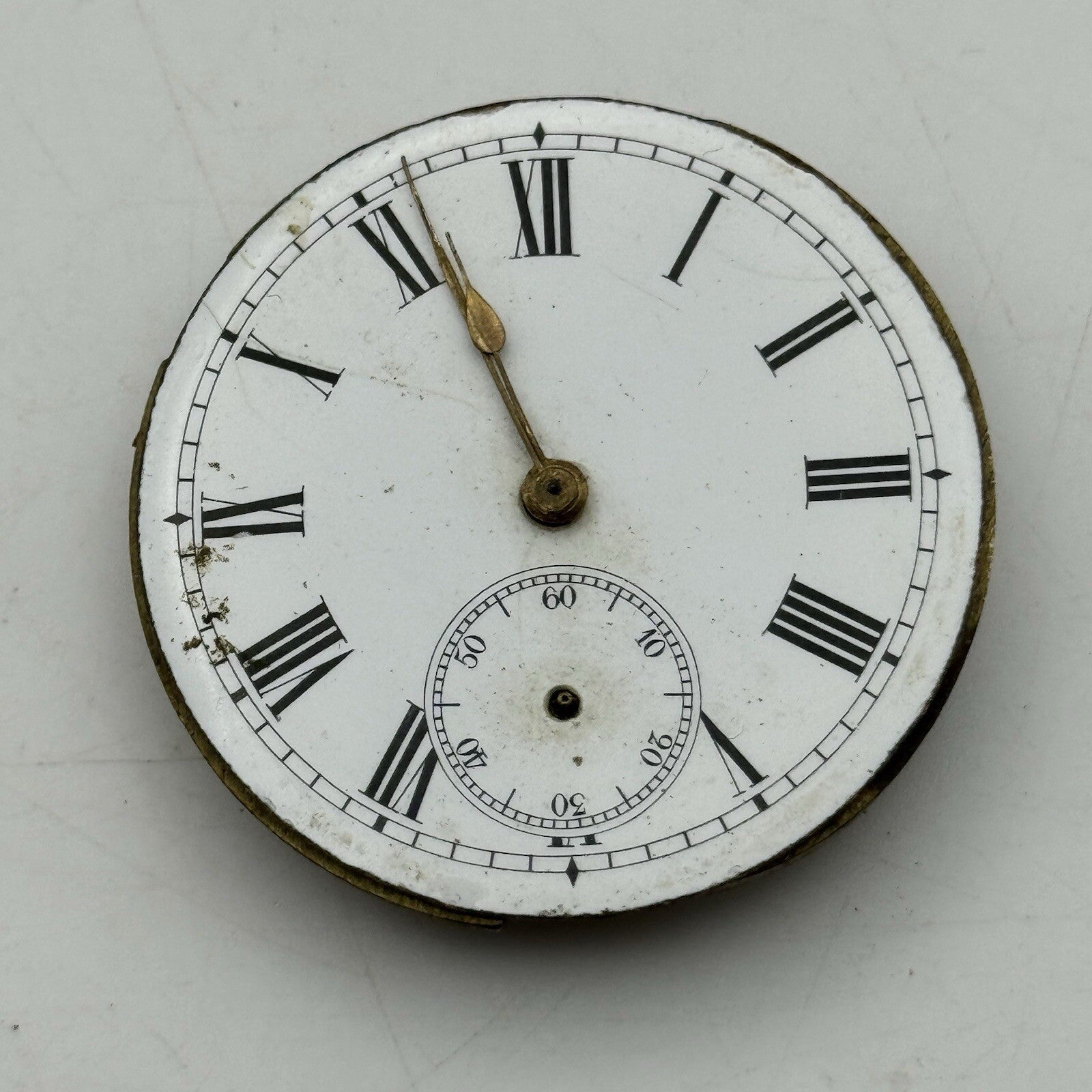 44.9mm Unidentified Pocket Watch Movement Roman Numerals Dial FOR PARTS