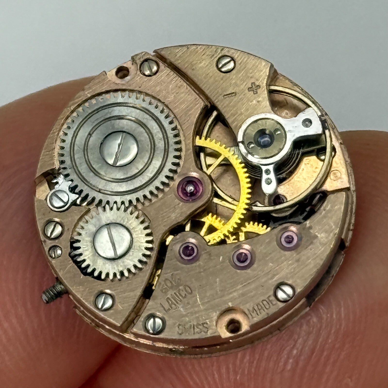 19.7mm Vintage Lanco 806 Swiss 17 Jewels Manual Wind Watch Movement PARTS REPAIR