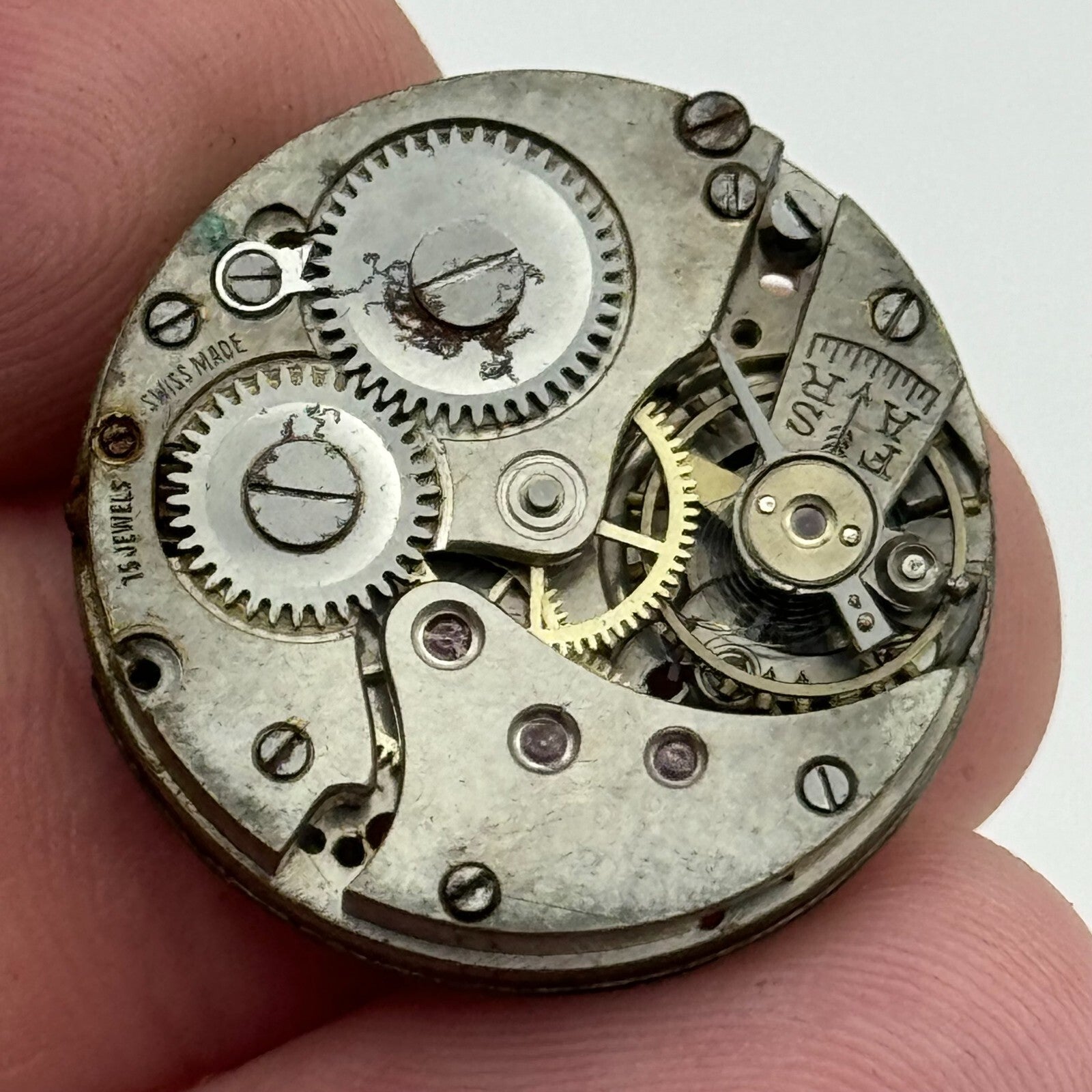 23.6mm 15 Jewels Military Trench Watch Movement Manual Wind Swiss Vintage PARTS