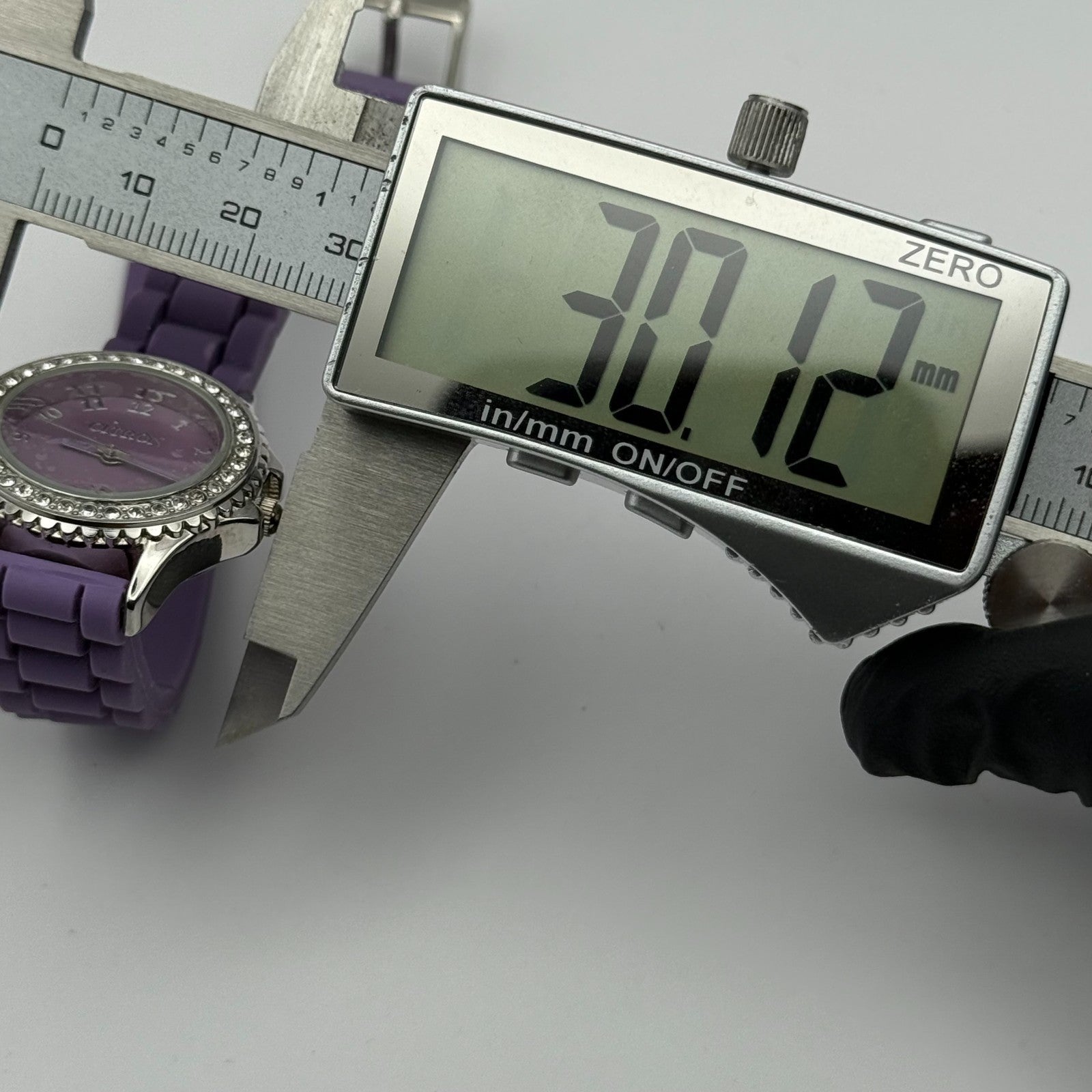 Citron Ladies Quartz Watch Crystal Accents Purple Strap Working 27mm New Battery