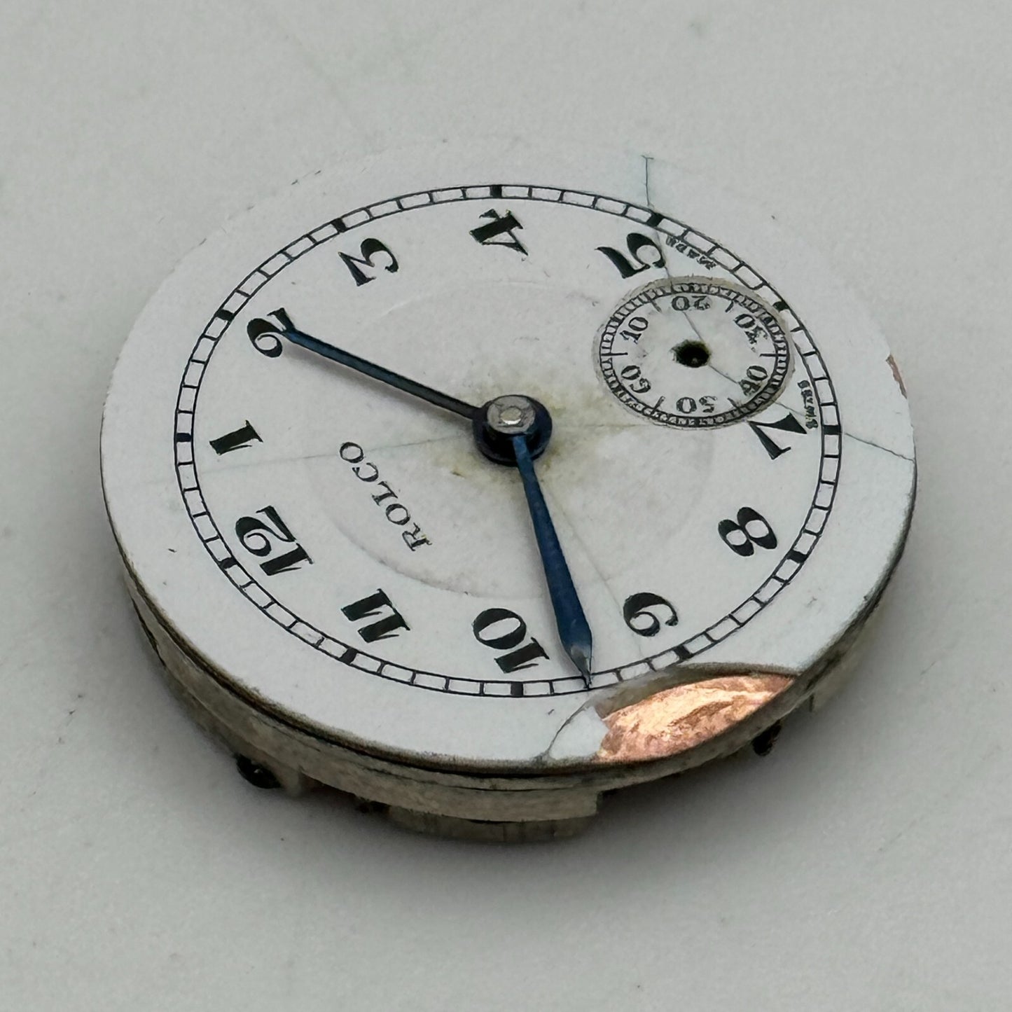 22mm Rolex Rolco 15 Rubies Military Trench Watch Movement Sub Seconds PARTS