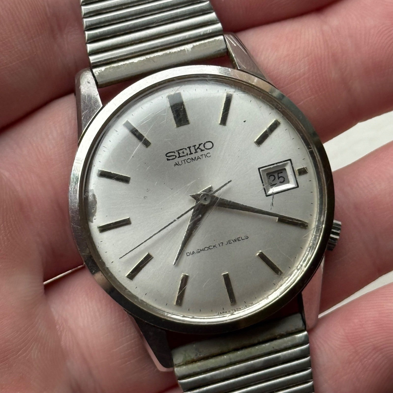 Men's Vintage Seiko Full AutoWinding Watch Diashock Bracelet 36mm Japan Running