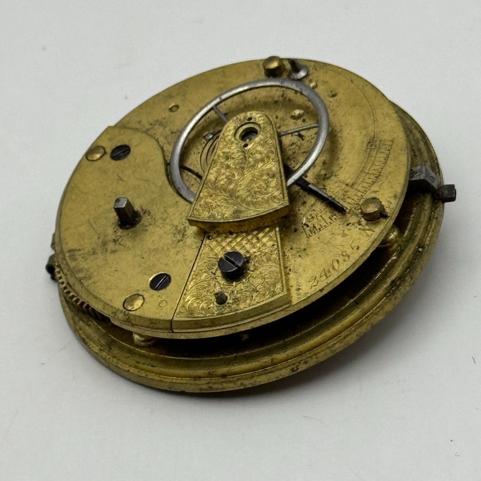 Fusee Pocket Watch Movement Antique English Key Wound Parts Repair Spares 45.9mm