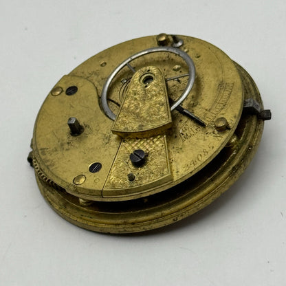 Fusee Pocket Watch Movement Antique English Key Wound Parts Repair Spares 45.9mm