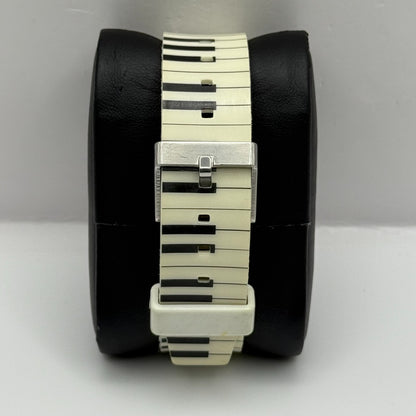 Timex Indiglo Digital Quartz Watch Piano Strap White Black Strap Working 34mm