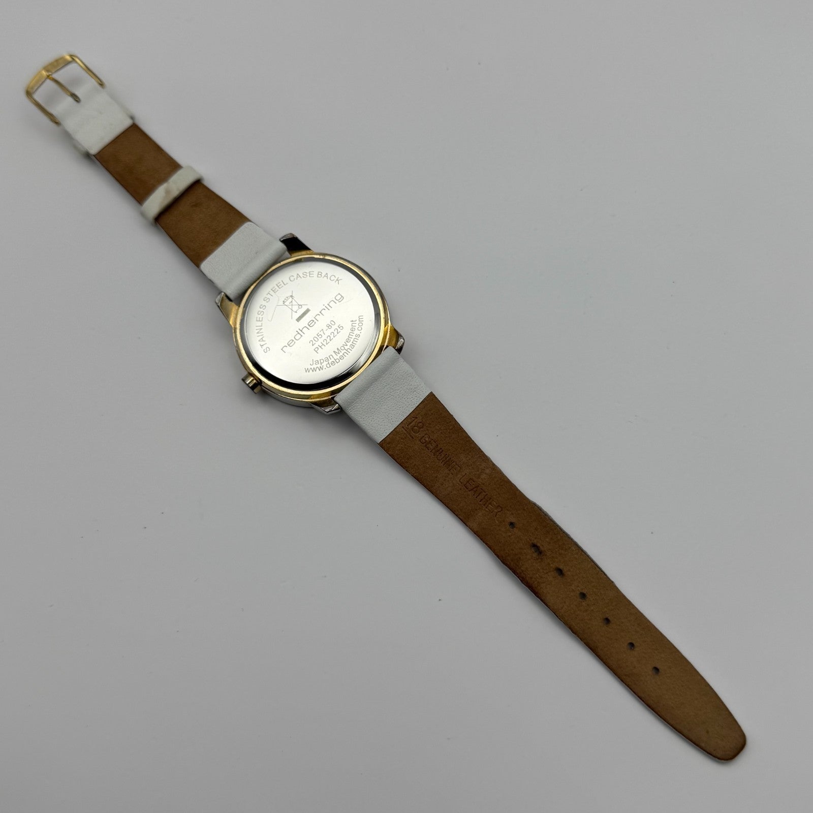 Redherring Ladies Quartz Watch Crystal Accents White Leather Strap Working 37mm