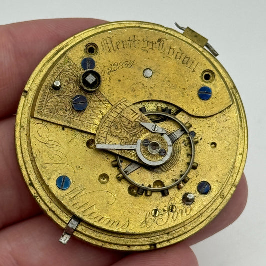 44.8mm Antique J D Williams & Son Merthyr Tydvil Pocket Watch Movement PARTS