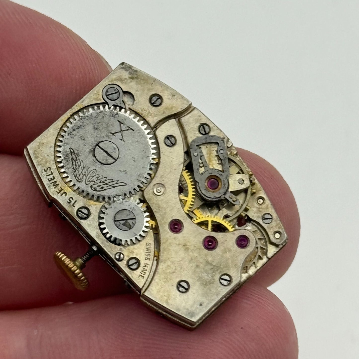 19.2mm Rotary Peseux Tank Watch Movement 15 Jewels Manual Wind 1930s Swiss PARTS