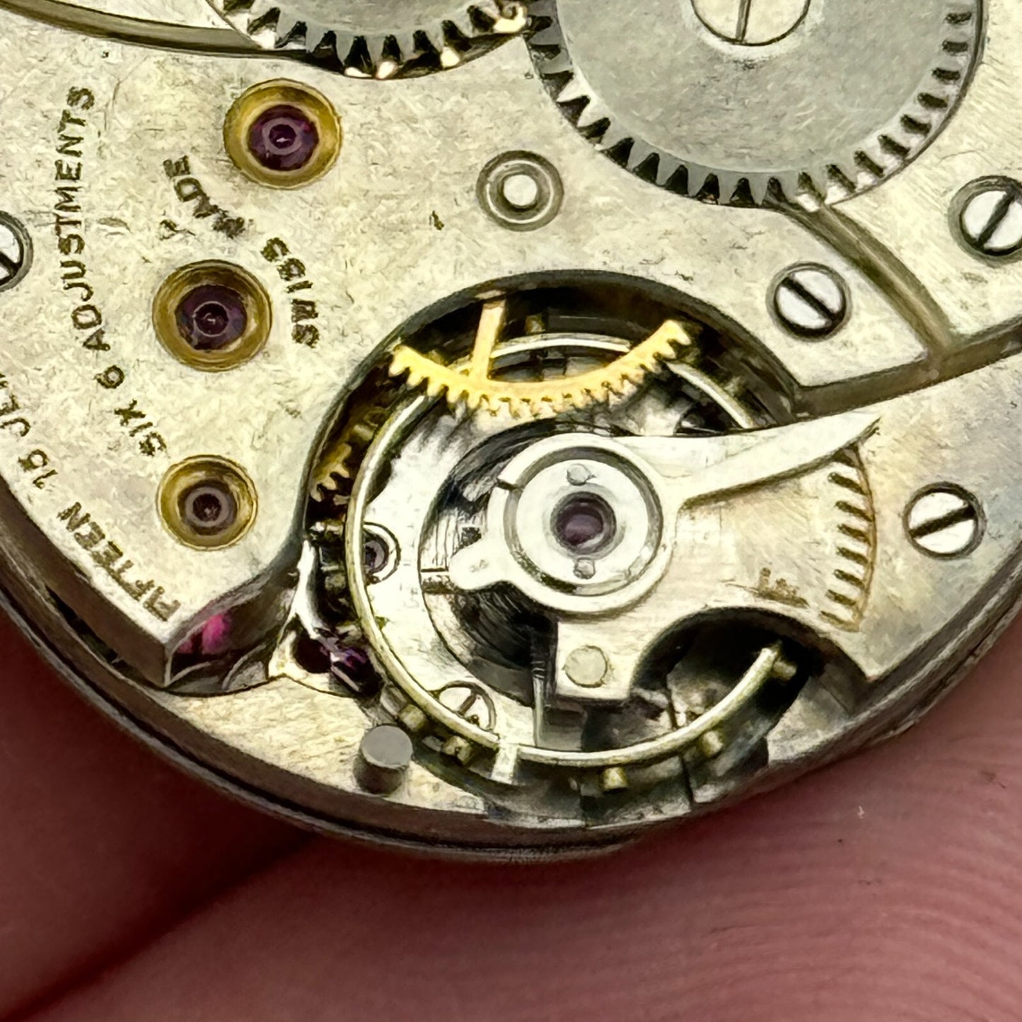 23.6mm Possibly Movado 15 Jewels 6 Adj High Grade Manual Wind Watch Movement