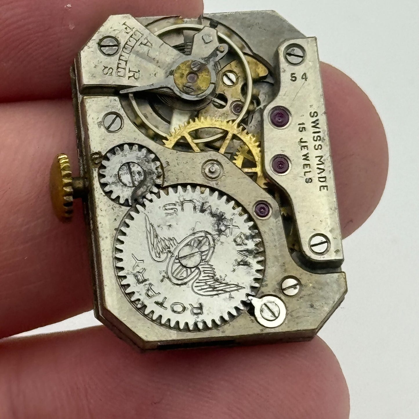 20.5mm Running Rotary Maximus Cal 54 Tank Watch Movement Manual Wind PARTS