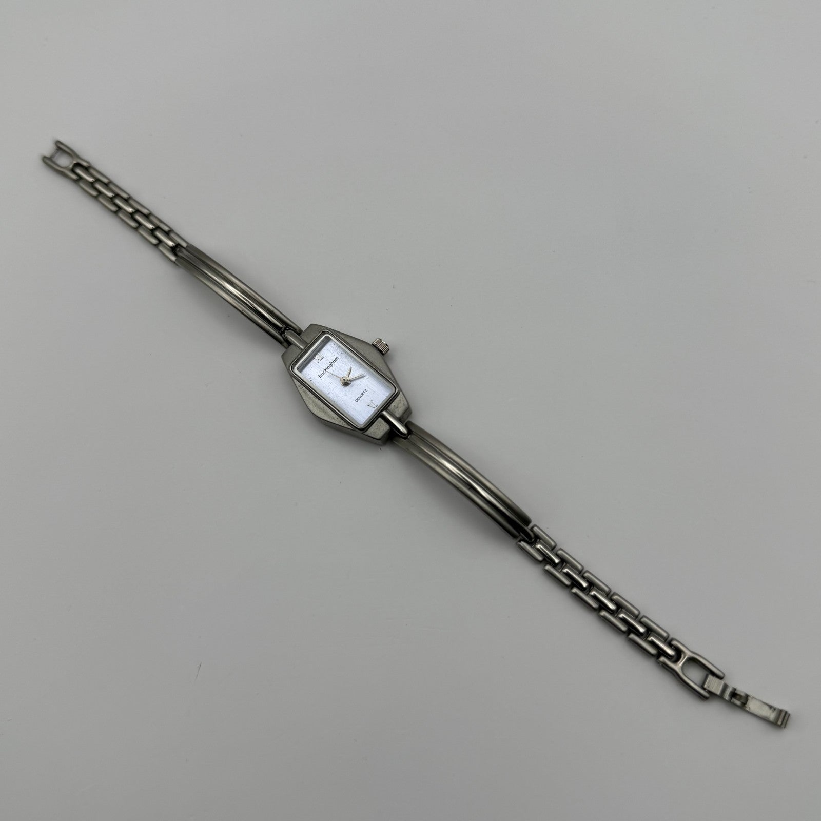 Buckingham Ladies Quartz Watch Purple Dial Silver Tone Bracelet Working 18mm