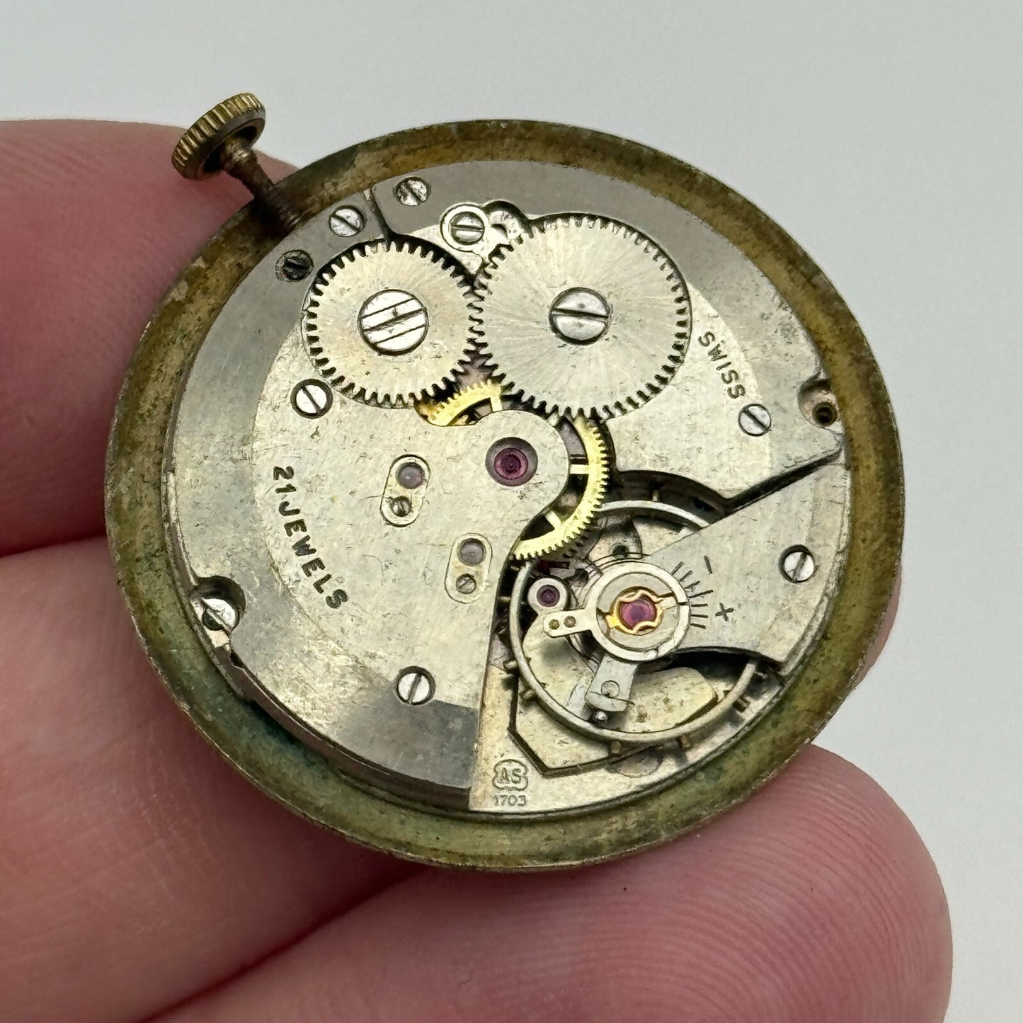 25.9mm Men's AS 1703 A Schild Date Dial Manual Wind Swiss Watch Movement PARTS
