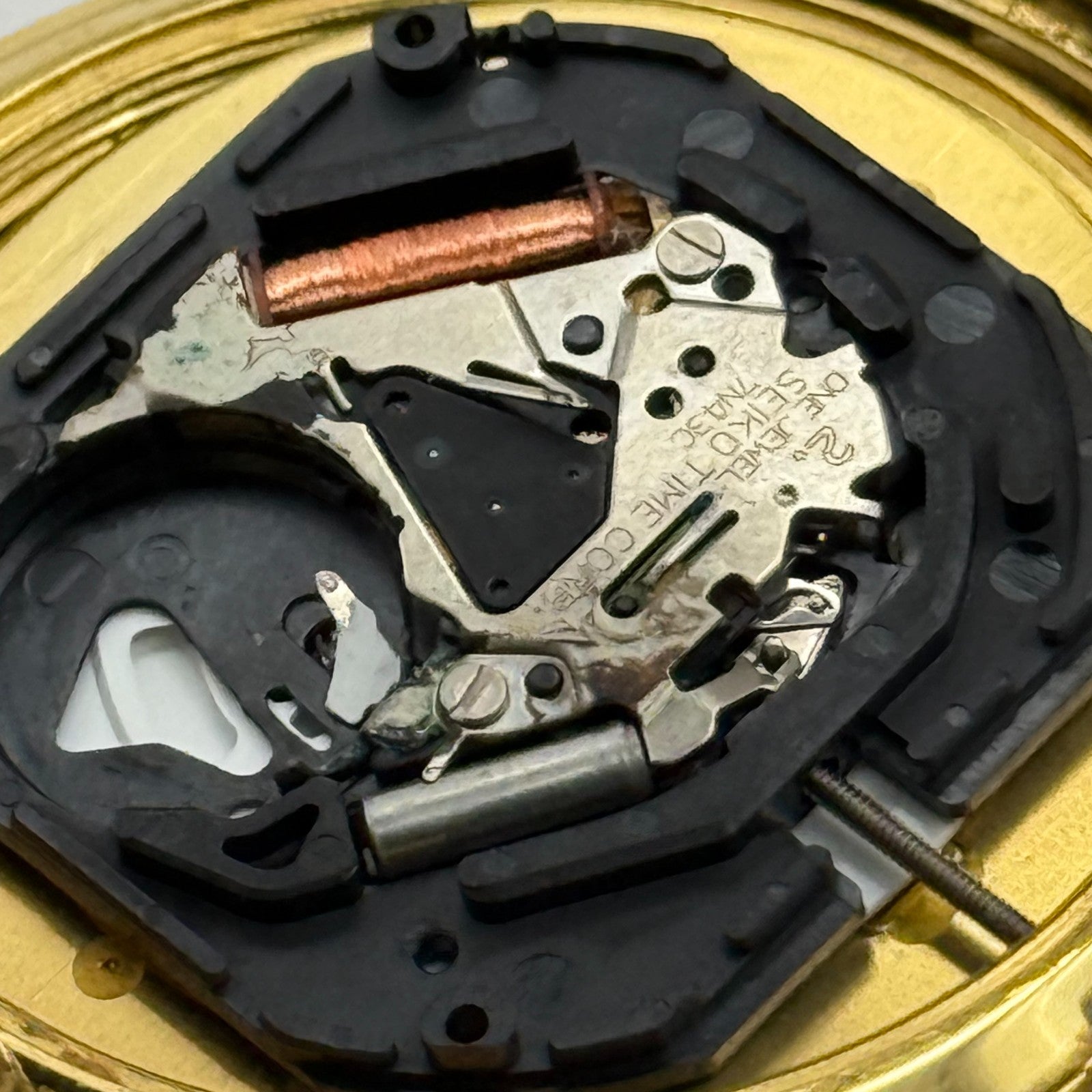 Seiko Mens Quartz Watch 7N43-9070 Gold Tone Bracelet Japan 36mm PARTS REPAIR