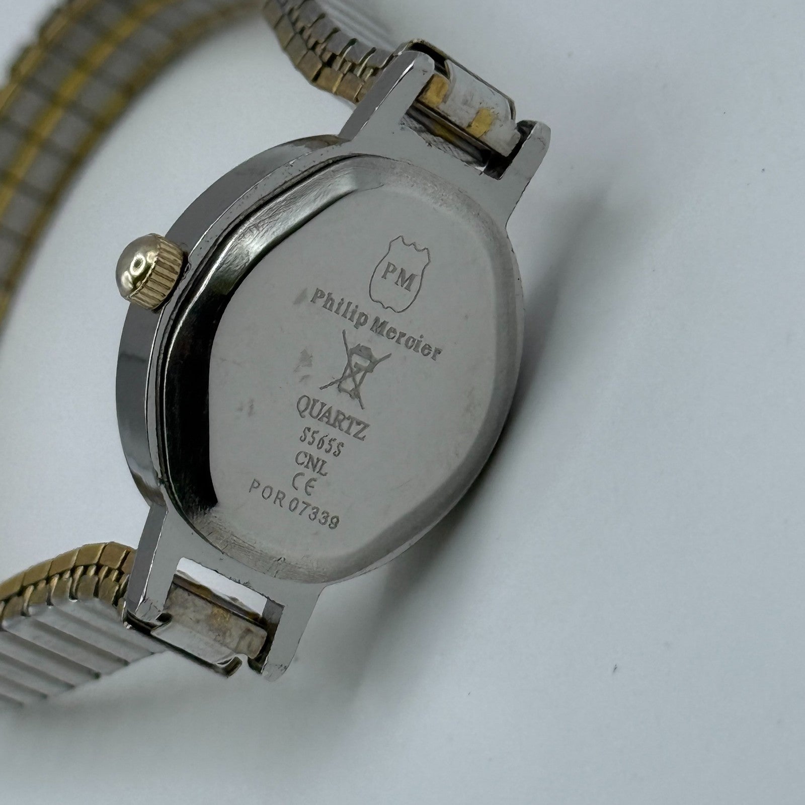 Philip Mercier Ladies Quartz Watch Two Tone Stretch Band Working 19mm