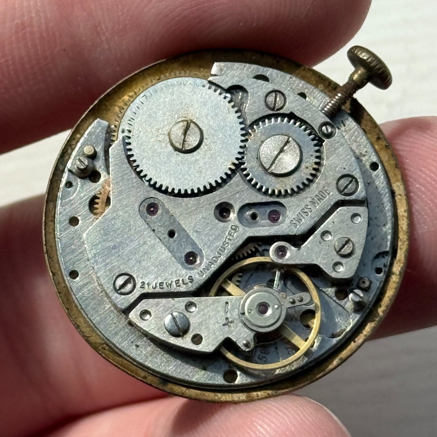 34mm Men's Vintage BFG Lantex Calendar 21 Jewels Antimagnetic Watch PARTS