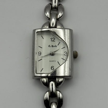 G-Body Time Ladies Quartz Watch White Dial Silver Tone Bracelet Working 19mm