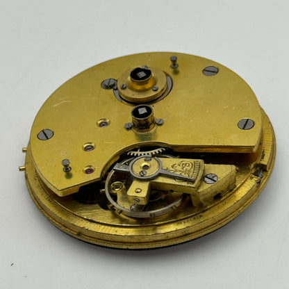 46.4mm Antique H Stone Leeds Balance Ok Key Wound Pocket Watch Movement PARTS