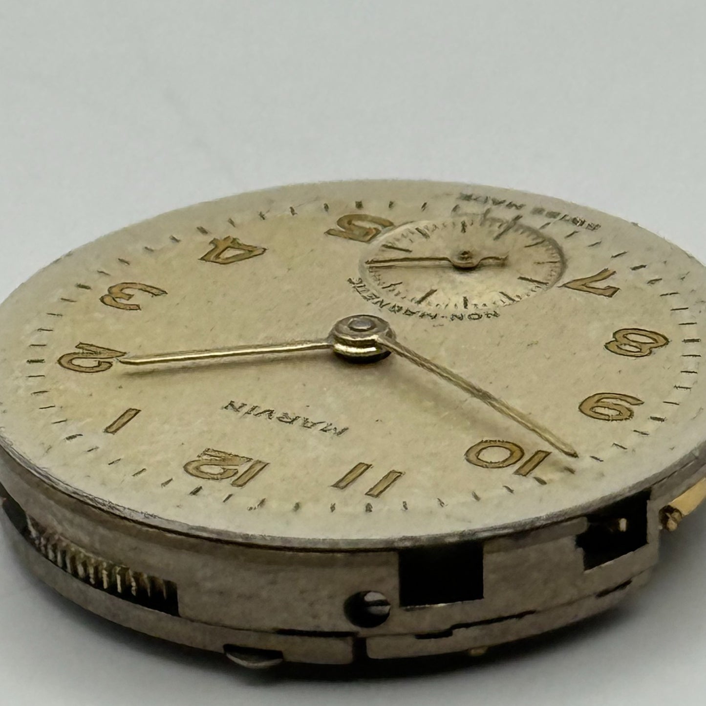 Marvin 17 Jewels Non Magnetic Watch Movement Manual Wind Vintage Parts 23.2mm