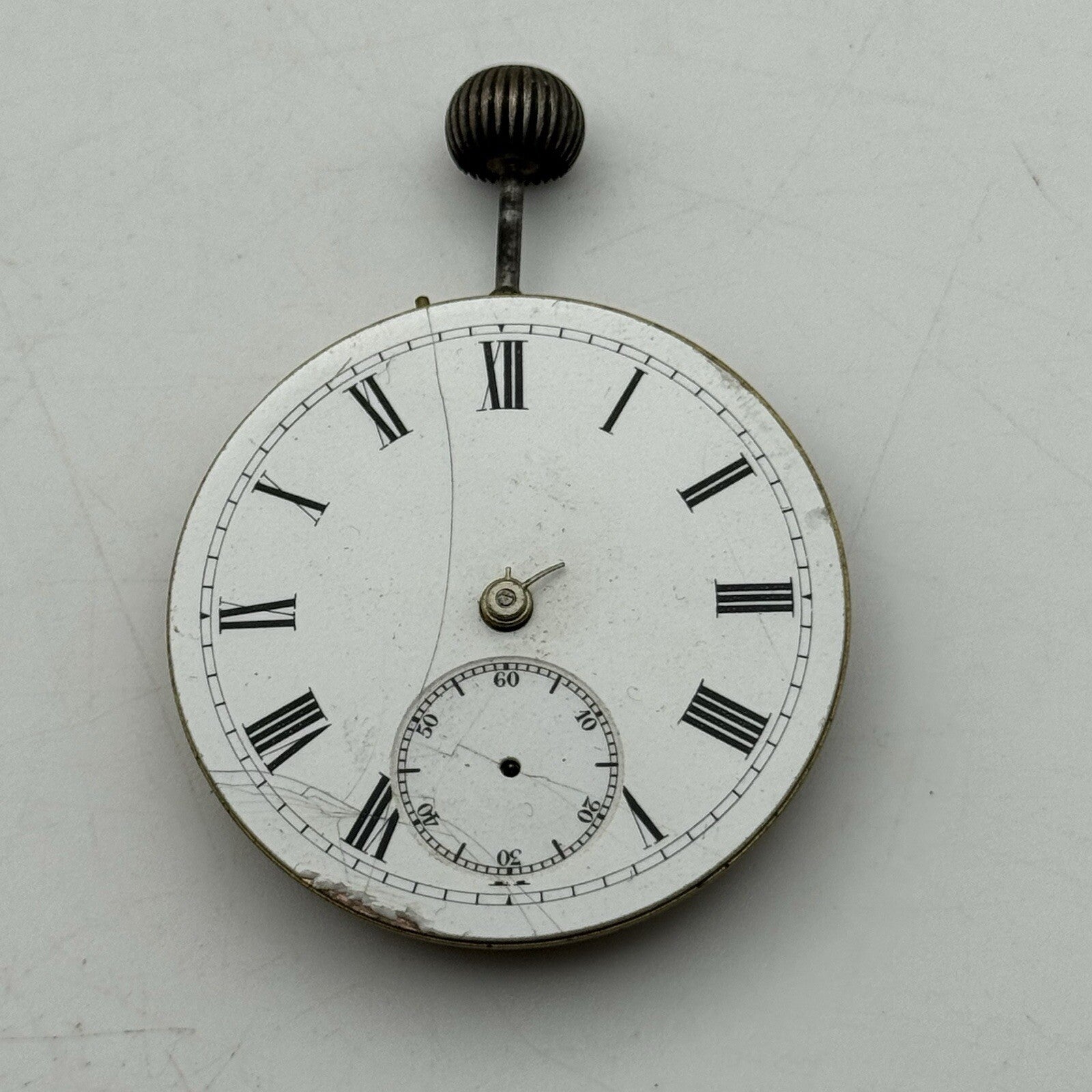 44.7m Warranted English Lever Top Wind Pocket Watch Movement Dial FOR PARTS