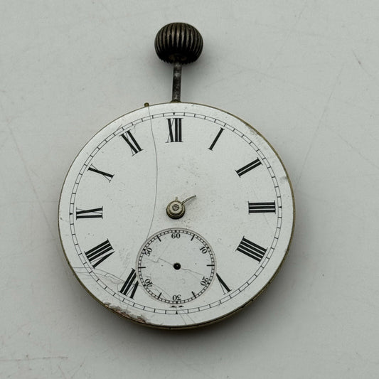 44.7m Warranted English Lever Top Wind Pocket Watch Movement Dial FOR PARTS