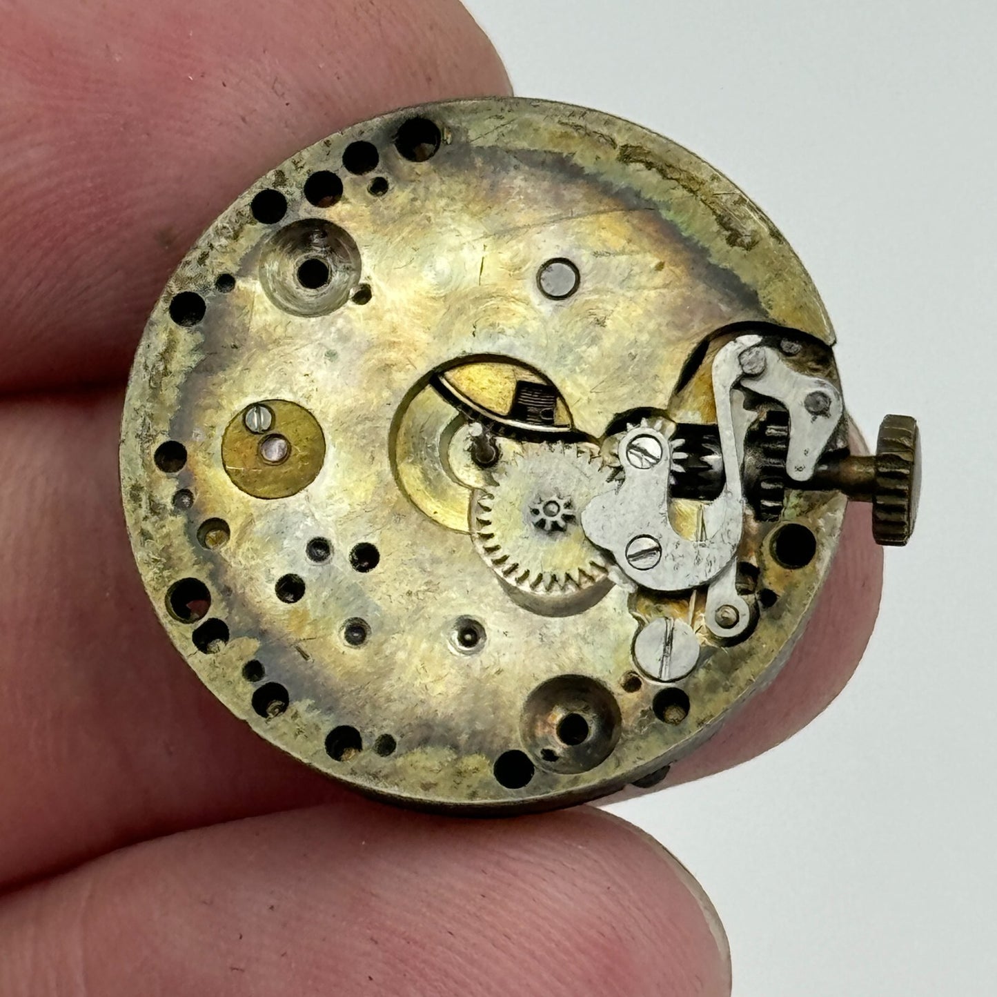 23.6mm Running Unidentified Swiss Trench Watch Movement Manual Wind  PARTS