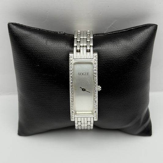 Vogue Ladies Quartz Watch Rectangular Silver Tone Bracelet 16mm PARTS REPAIR