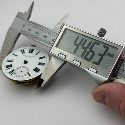 44.6mm Antique John Wilson Ossett Key Wound Pocket Watch Movement PARTS REPAIR