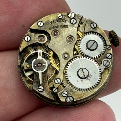 23.6mm Running Unidentified Swiss Trench Watch Movement Manual Wind  PARTS