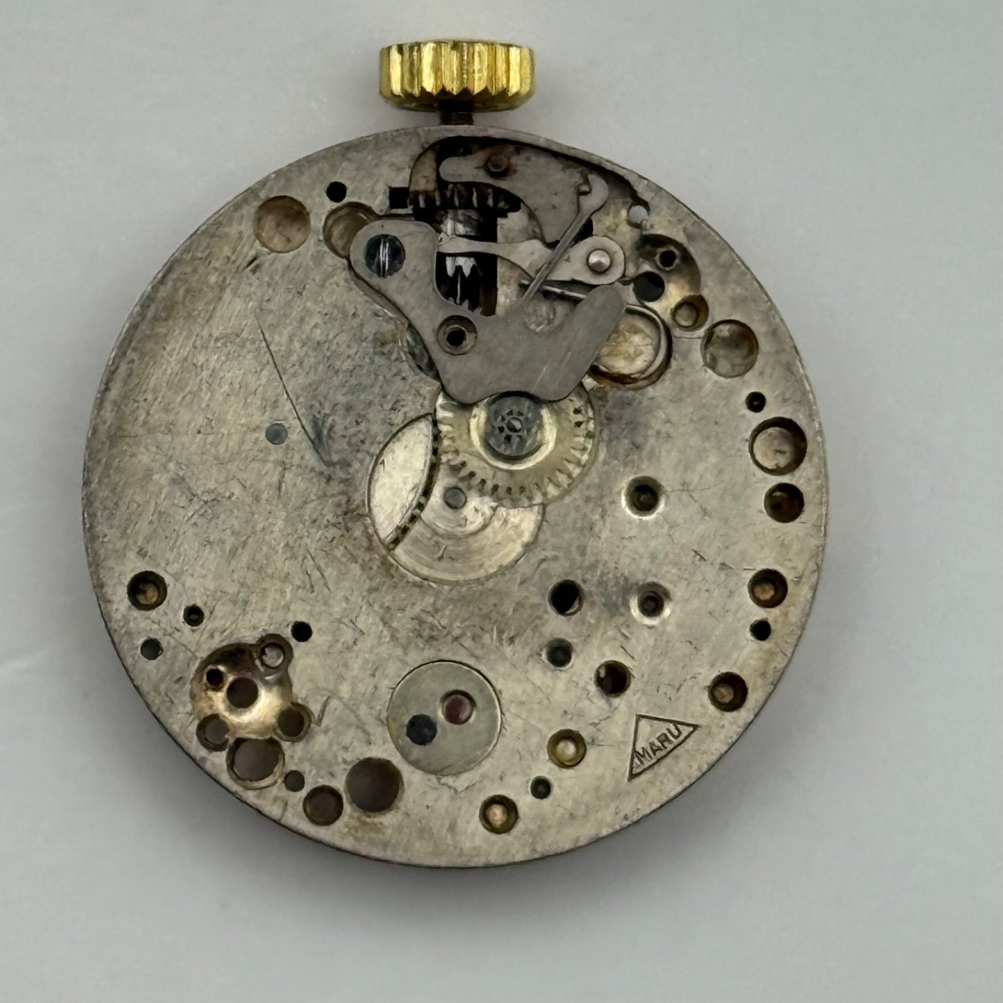 Maru 15 Jewels Watch Movement Manual Wind Vintage Incomplete Parts Repair 23.6mm
