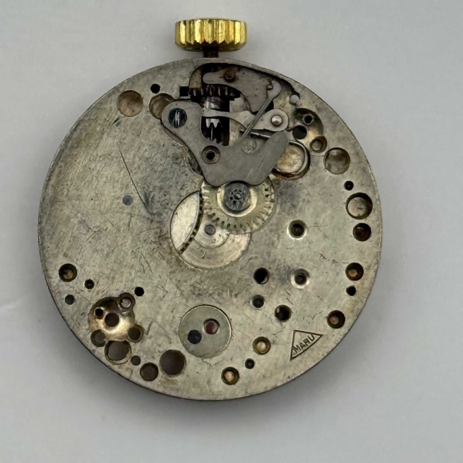 Maru 15 Jewels Watch Movement Manual Wind Vintage Incomplete Parts Repair 23.6mm
