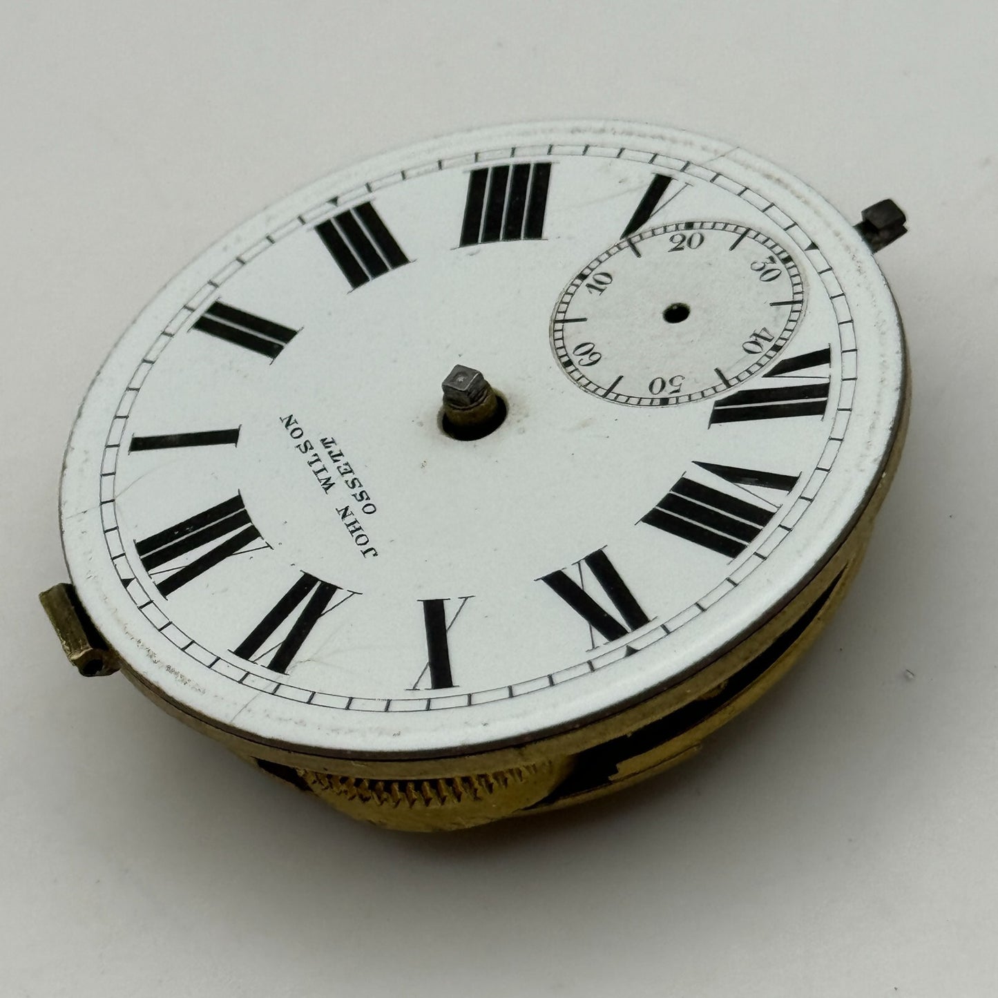 44.6mm Antique John Wilson Ossett Key Wound Pocket Watch Movement PARTS REPAIR