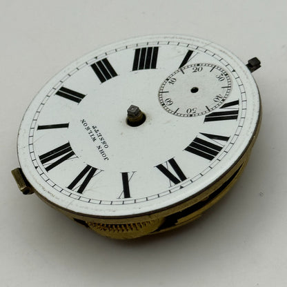 44.6mm Antique John Wilson Ossett Key Wound Pocket Watch Movement PARTS REPAIR