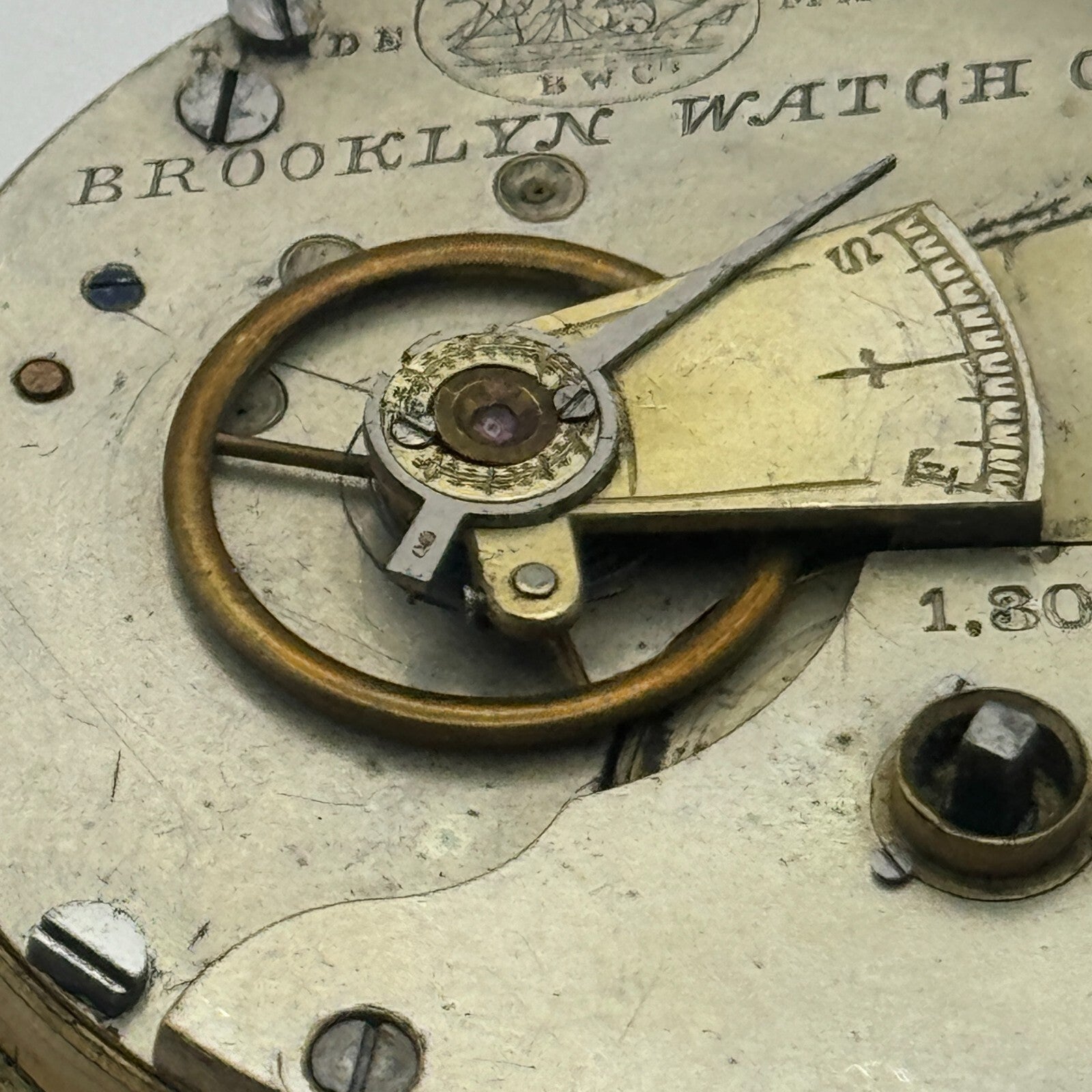 45.8mm Antique Brooklyn Watch Co BWC Key Wound Pocket Watch Movement PARTS