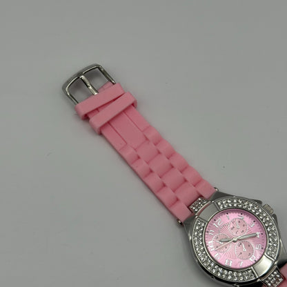 Eve Mon Crois Ladies Quartz Watch Pink Dial Crystal Accents Japan Working 36mm
