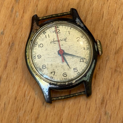 22mm Vintage Accurist Sweep Seconds 15 Jewels Manual Wind Watch PARTS / REPAIR