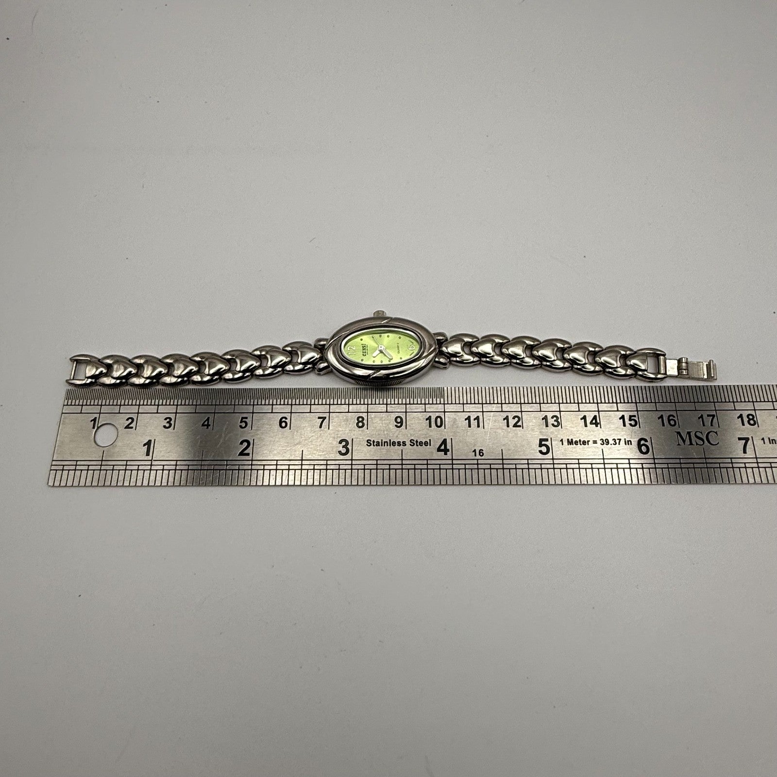 Censi Collection Tiempo Ladies Quartz Watch Silver Tone Chain-Link Working 18mm