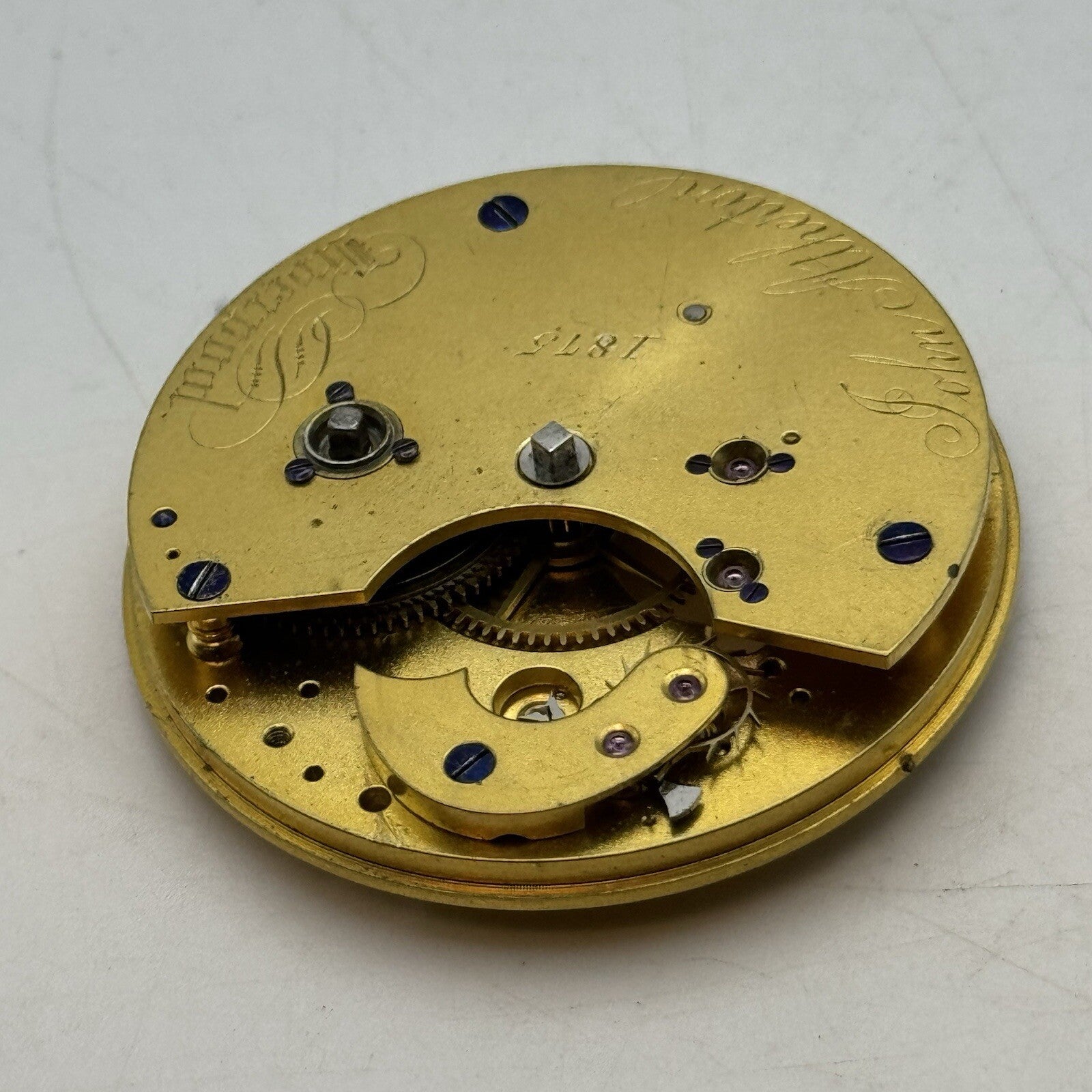 43mm Manual Wind John Atherton Liverpool Fusee Pocket Watch Movement FOR PARTS