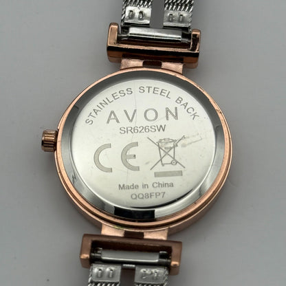 Avon Ladies Quartz Watch Crystal Accents Dial Mesh Strap Working 28mm 6 Inches