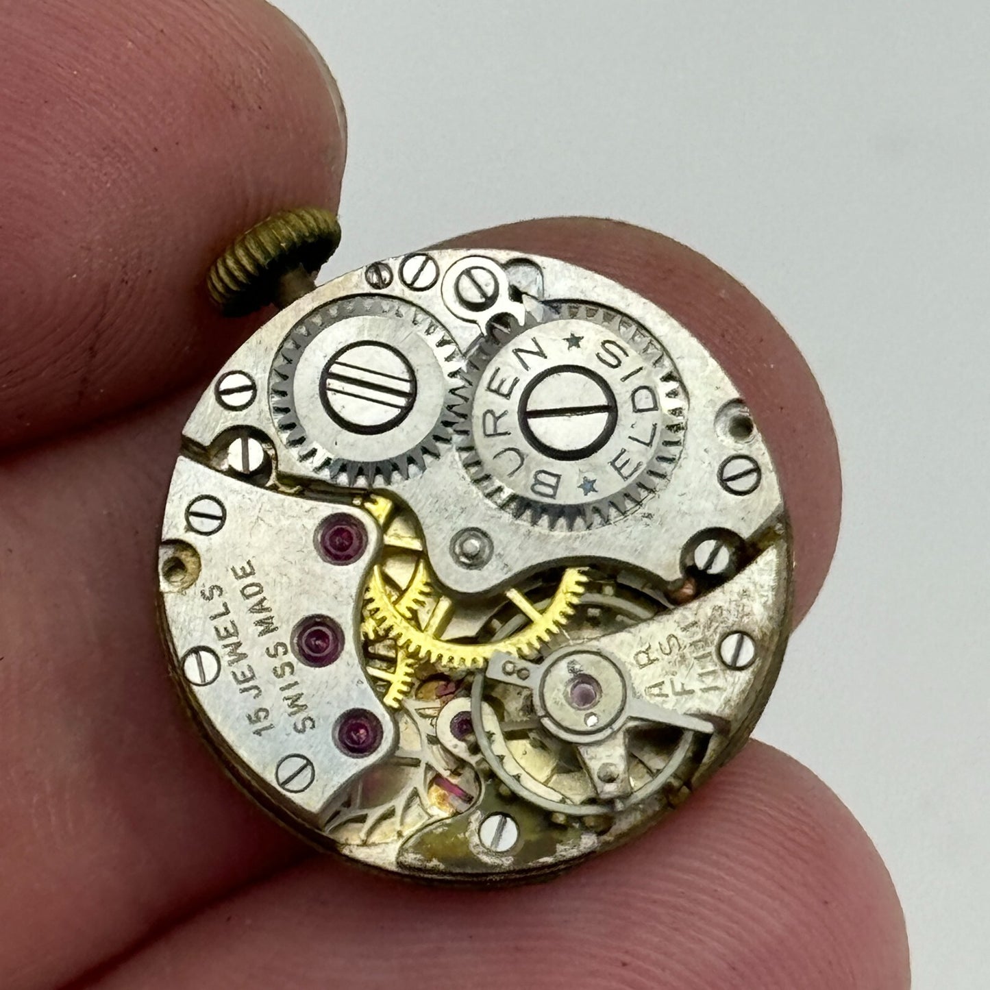 19.7mm Buren Eldis 15 Jewels Manual Wind Watch Movement Swiss Vintage PARTS