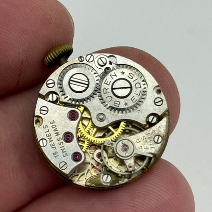 19.7mm Buren Eldis 15 Jewels Manual Wind Watch Movement Swiss Vintage PARTS